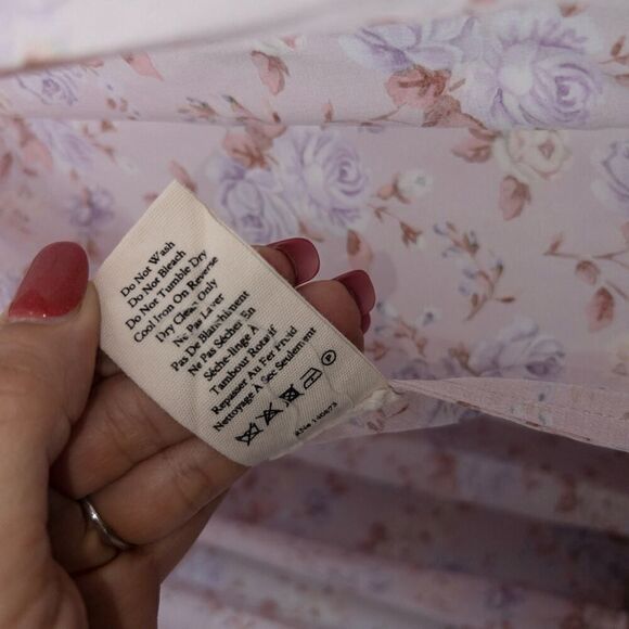 New‎ LoveShackFancy Pink Dust Storm Floral 100% Silk Angie Maxi Dress Size 6 - Picture 8 of 10